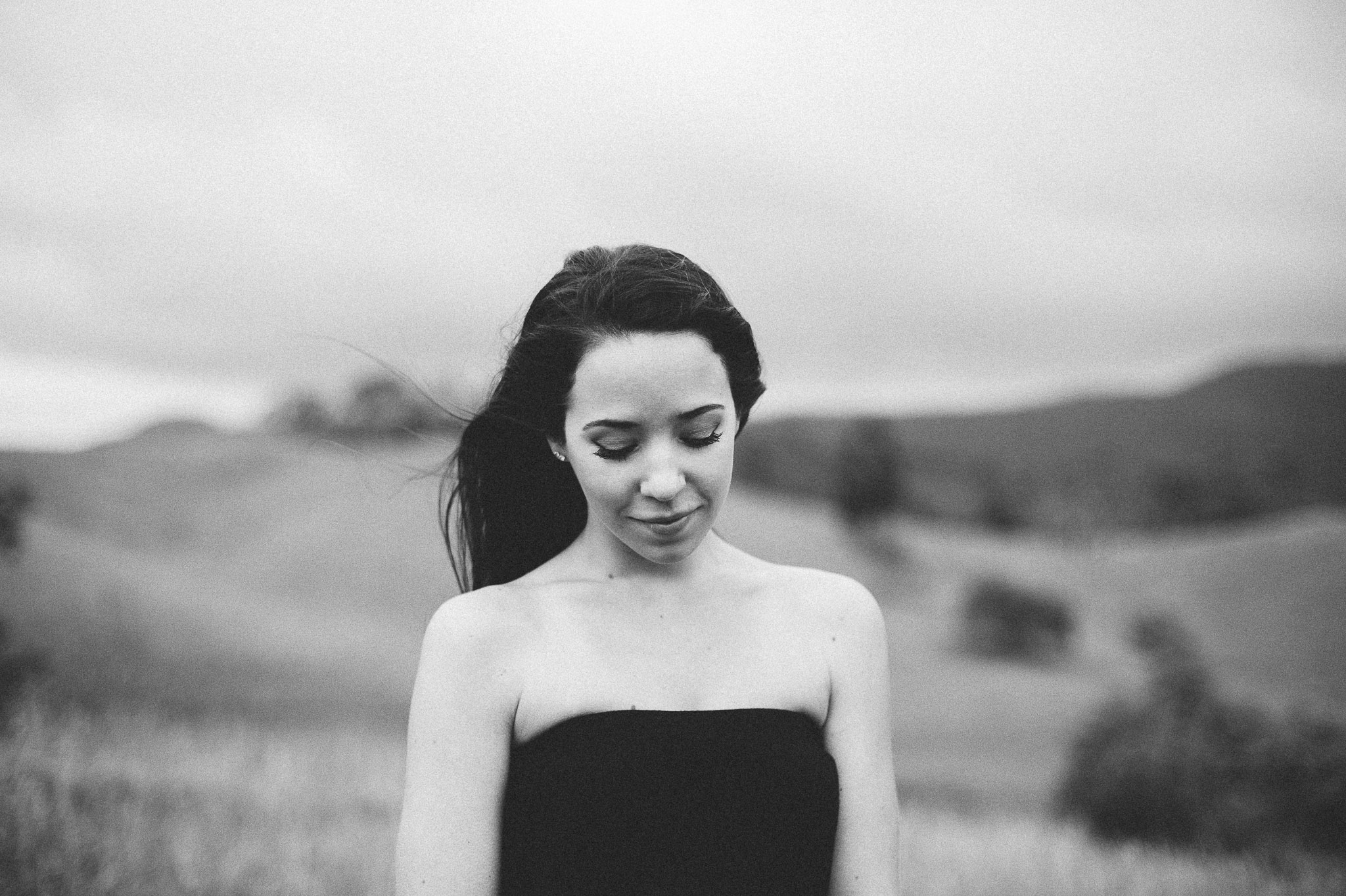 her portrait looking downward 