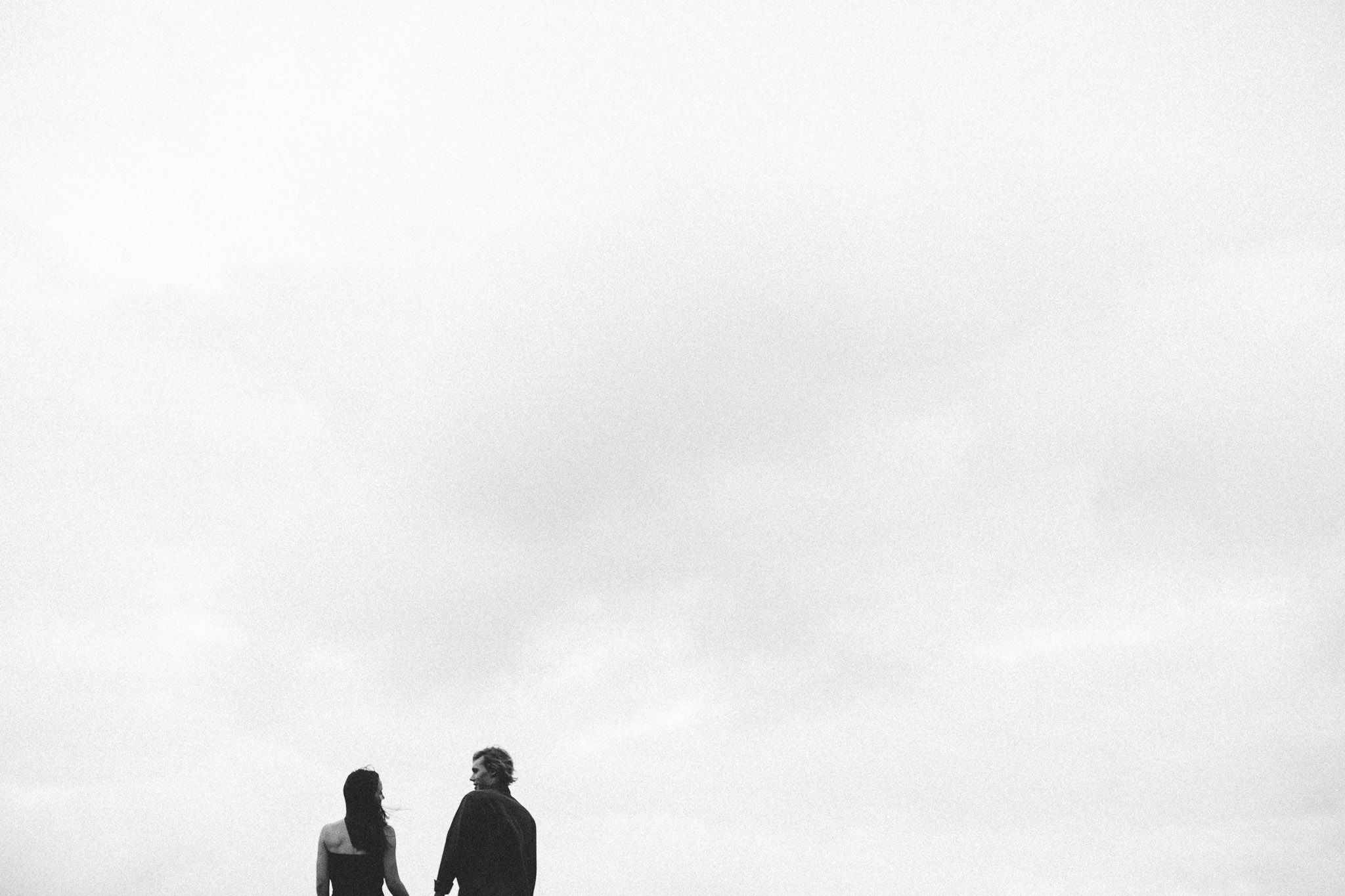  walking into distance together couple