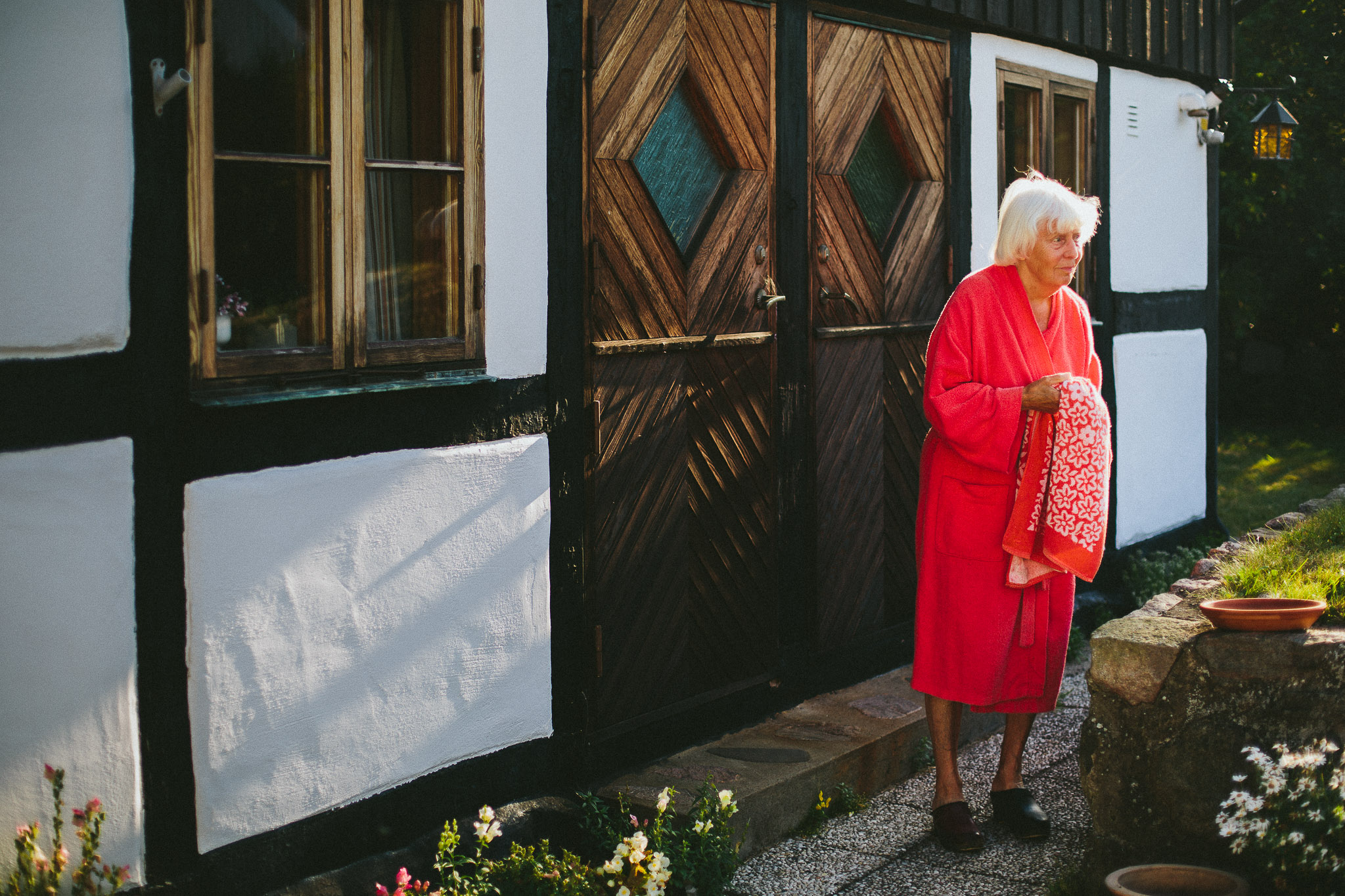 old women going for a swim