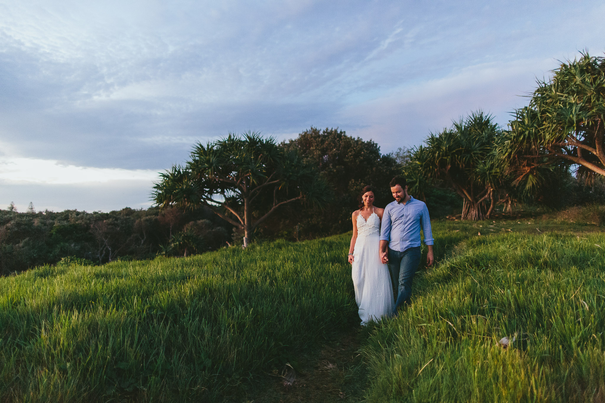 walking on Fingal headland engagement photo shoot