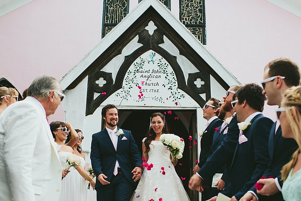 Bahamian wedding church exit