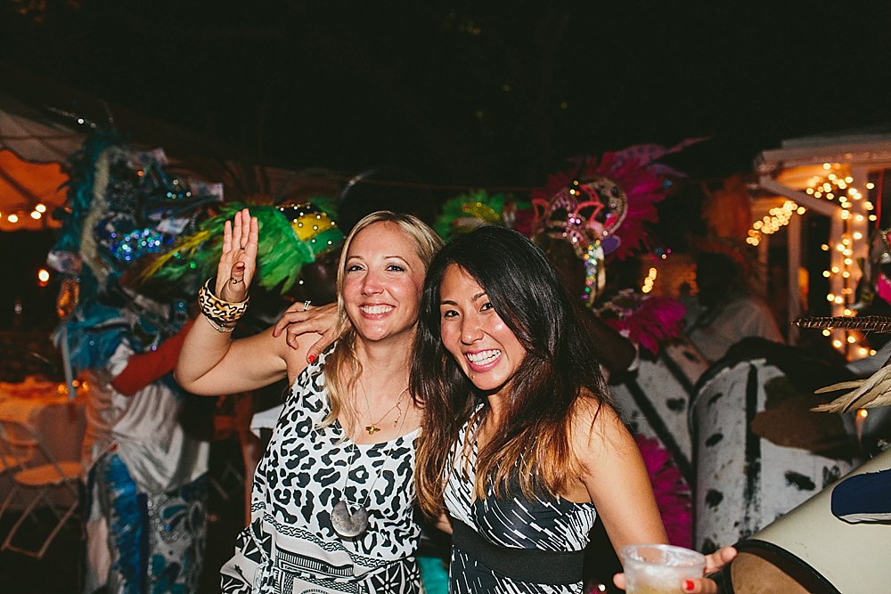 Bahamian wedding party ladies having fun