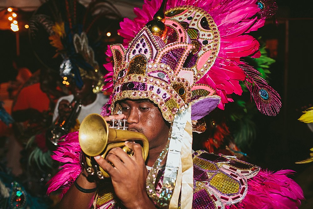 Bahamian wedding colourful traditional musicians