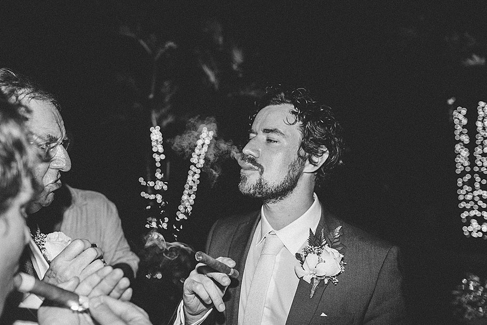 Bahamian wedding groom cigar