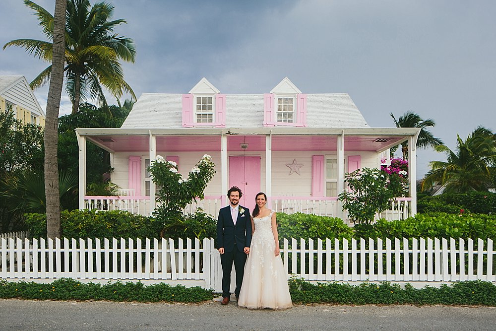 Bahamian wedding pink house photoshoot