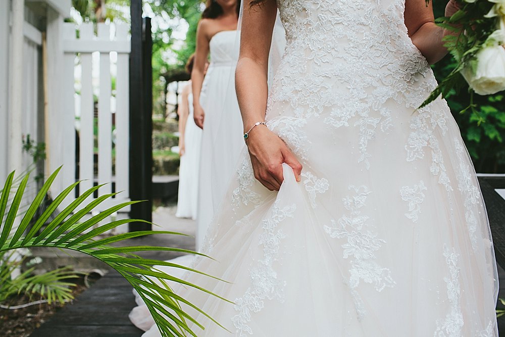 Bahamian bride and bridesmaids on their way to church