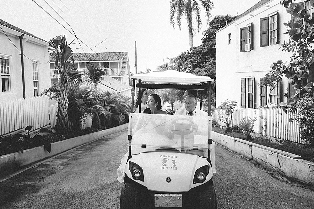 Bahamian bride and farther on their way to church
