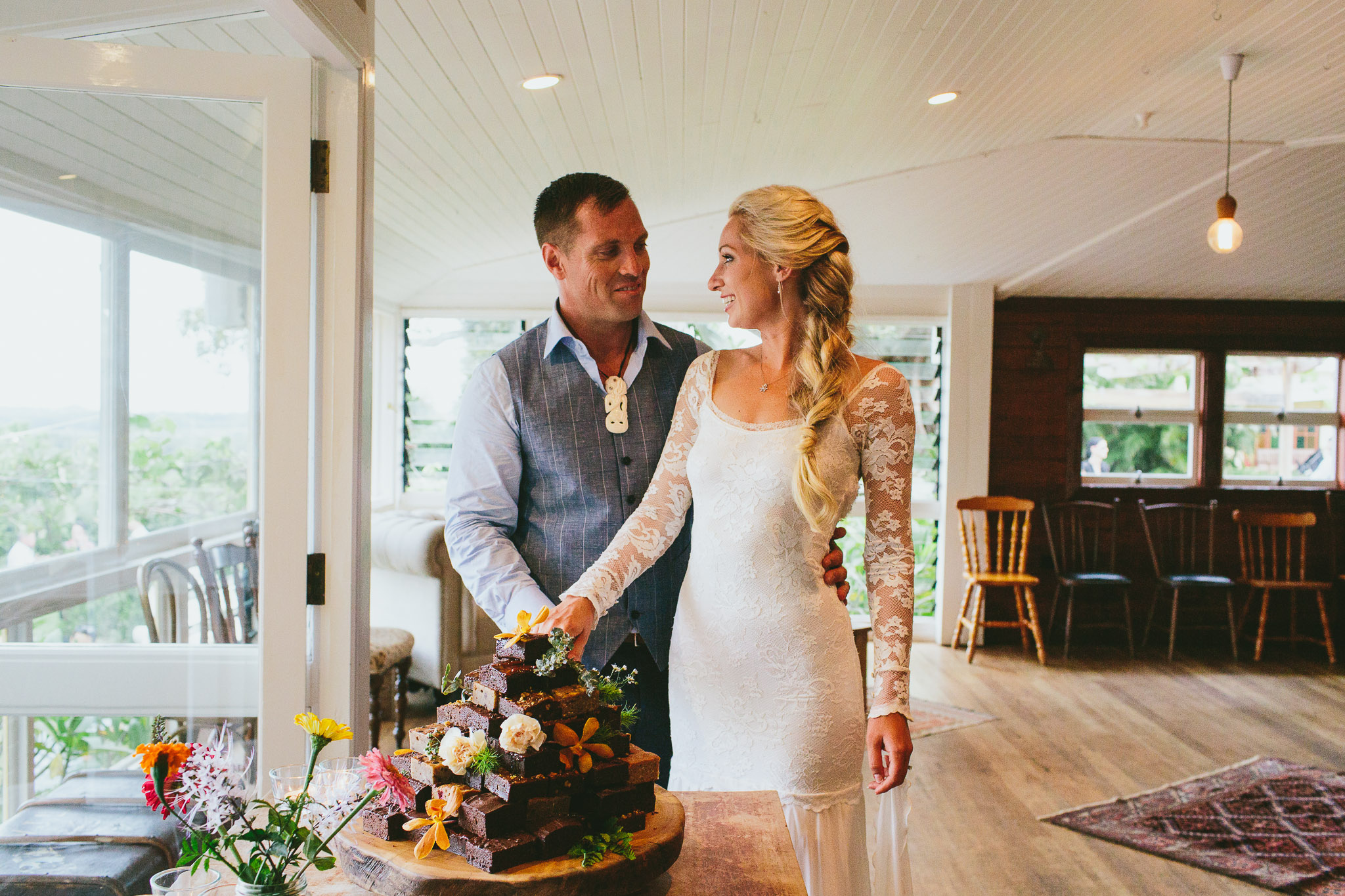 Byron Bay weddings cutting of the Wedding cake