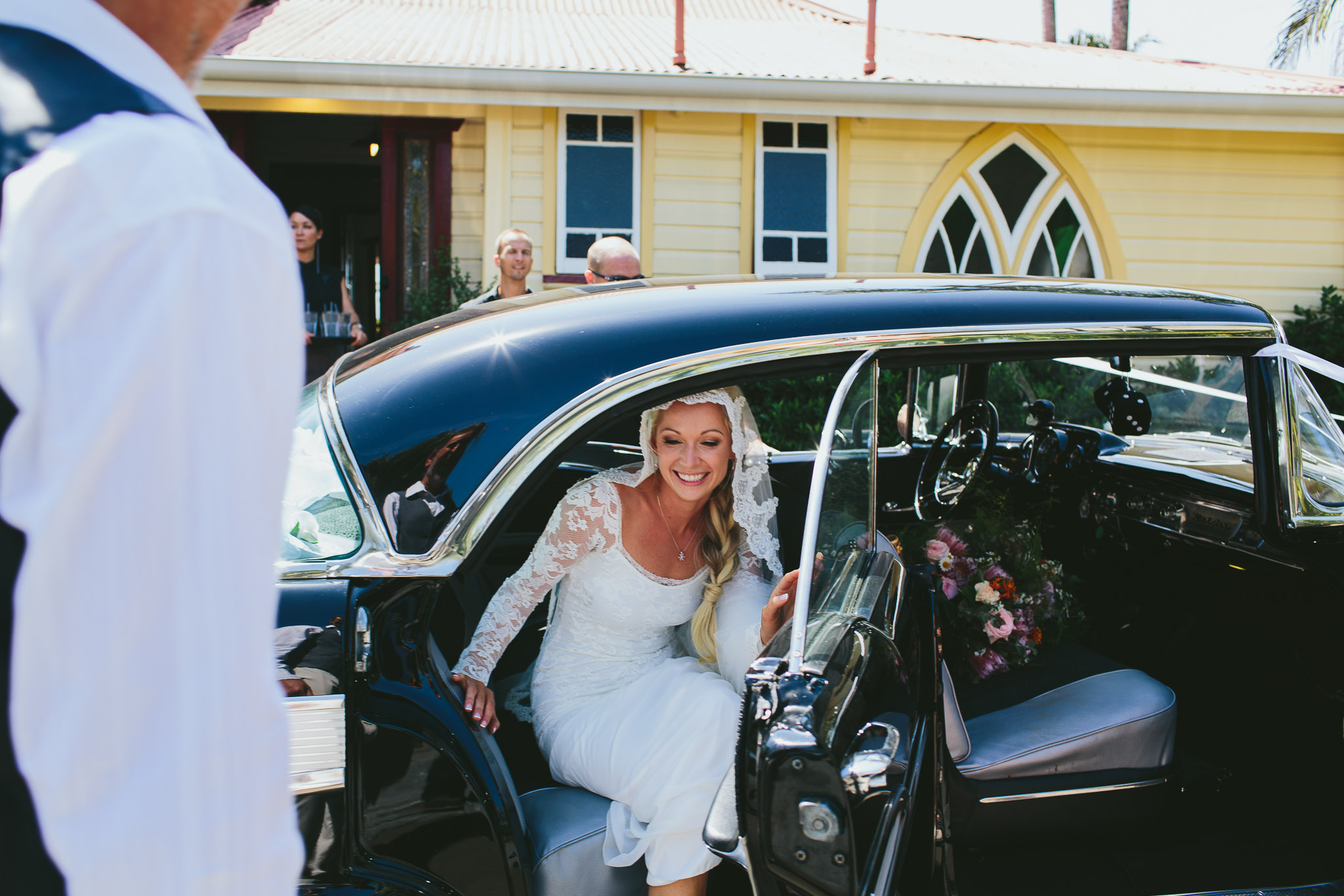 Byron Bay weddings bride arrival car