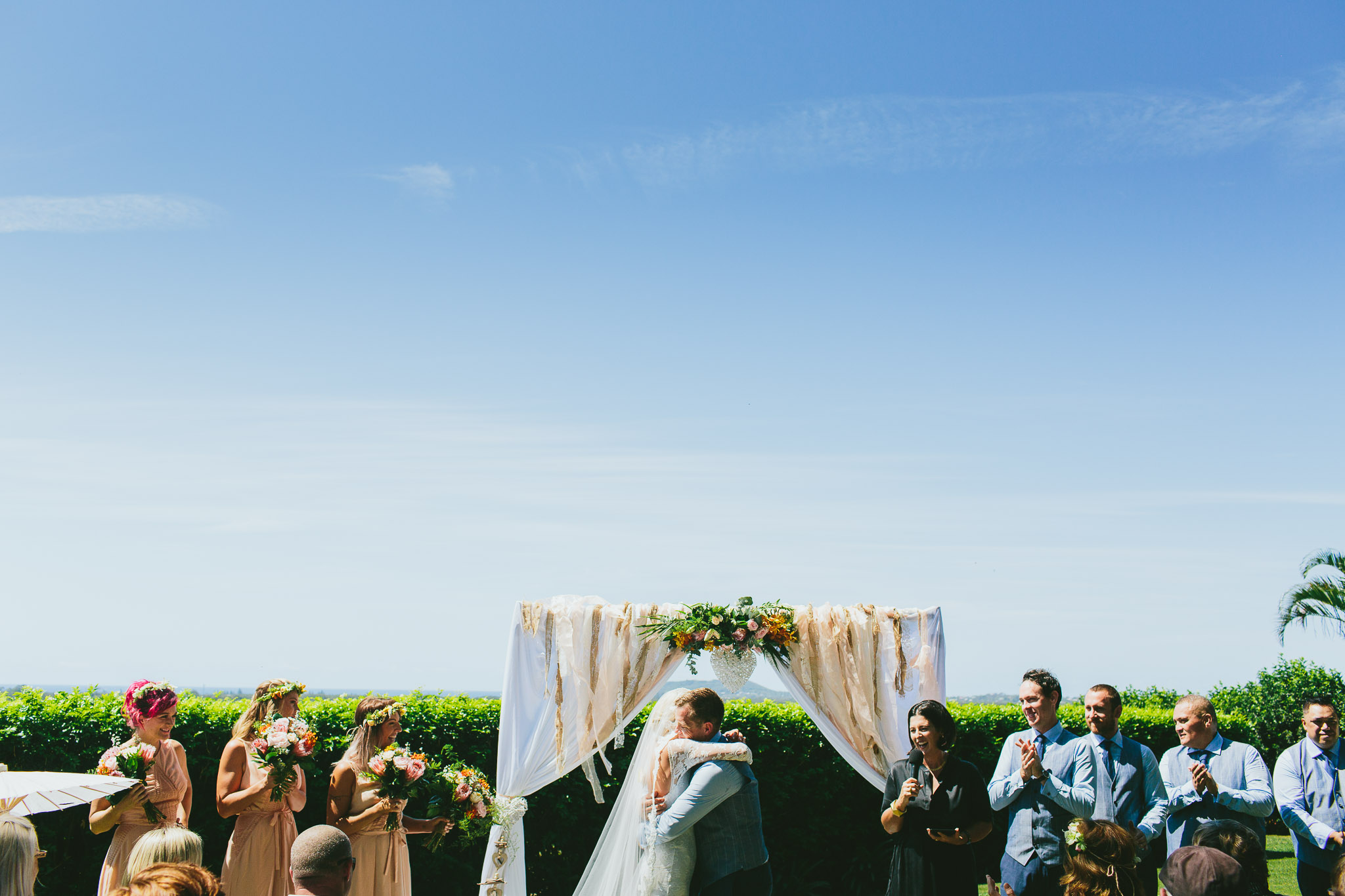 Byron Bay weddings ceremony hugs