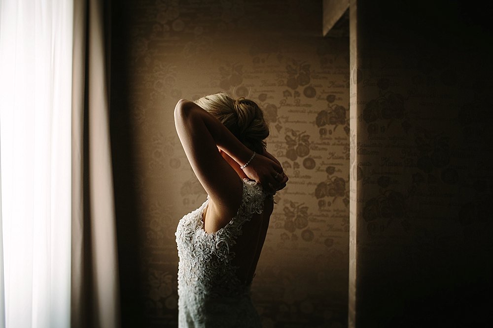 Rome wedding bride wearing her dress
