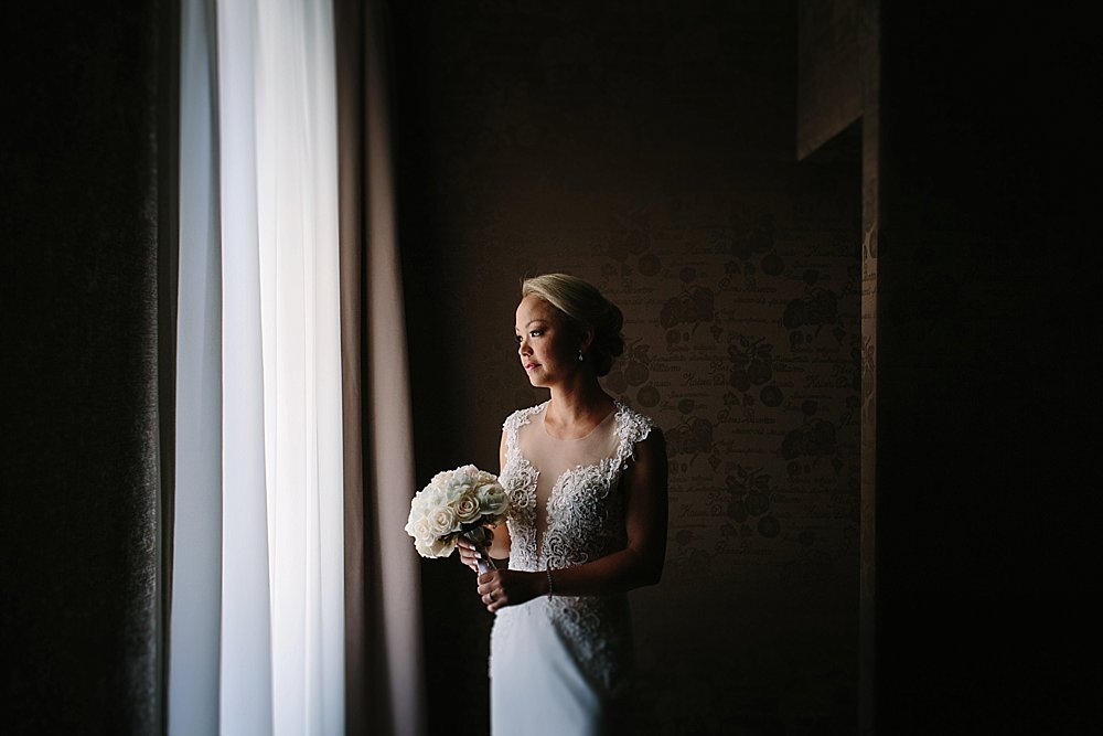 Stunning bride window light Rome Italy