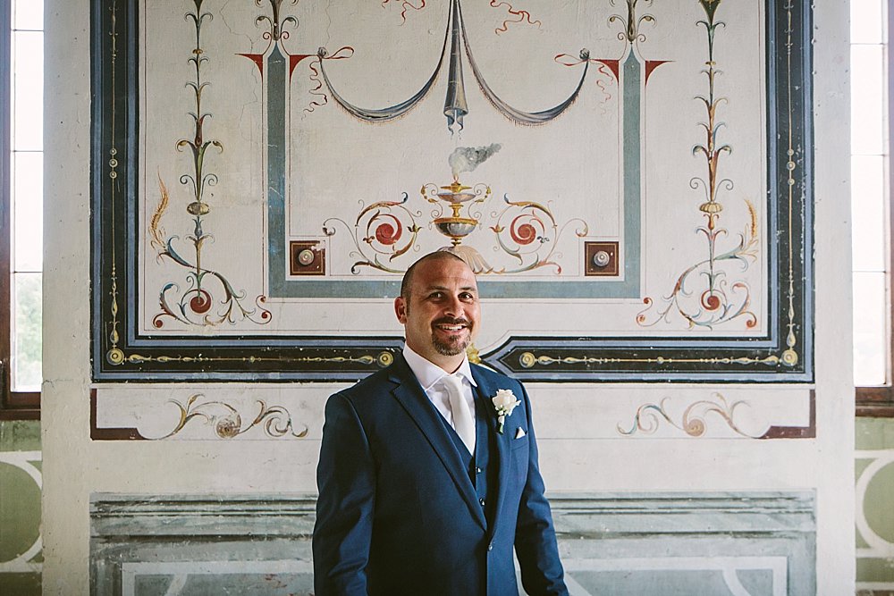 Rome wedding groom smiling