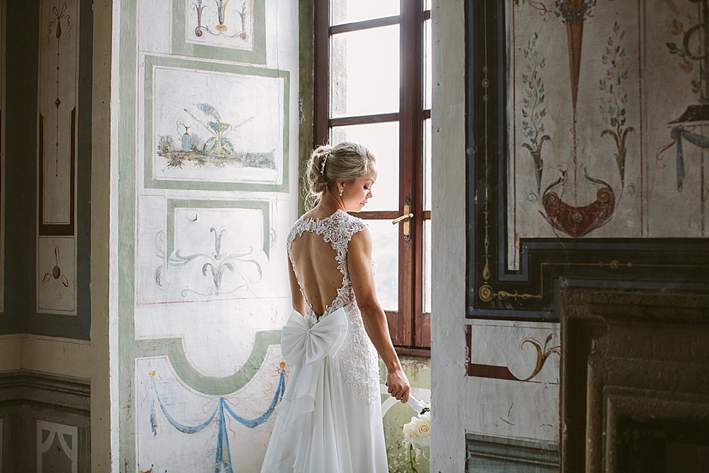Rome wedding bride window light