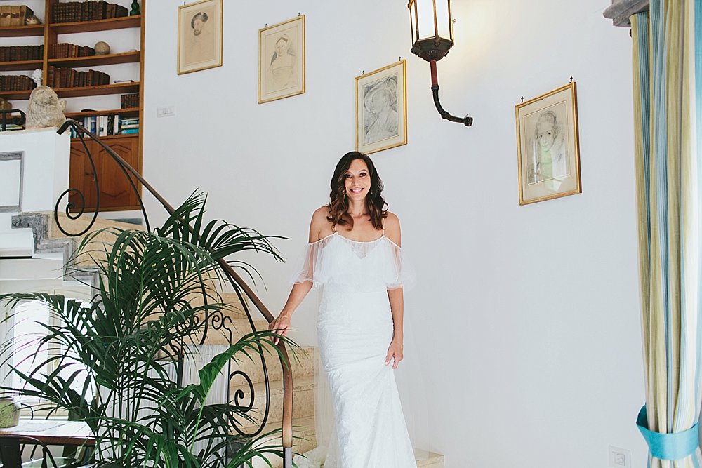 Positano wedding bride in her wedding dress