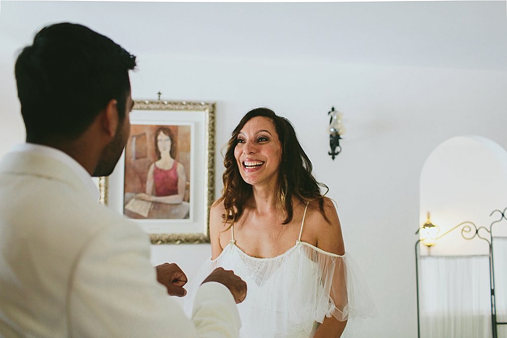 Positano wedding first look bride