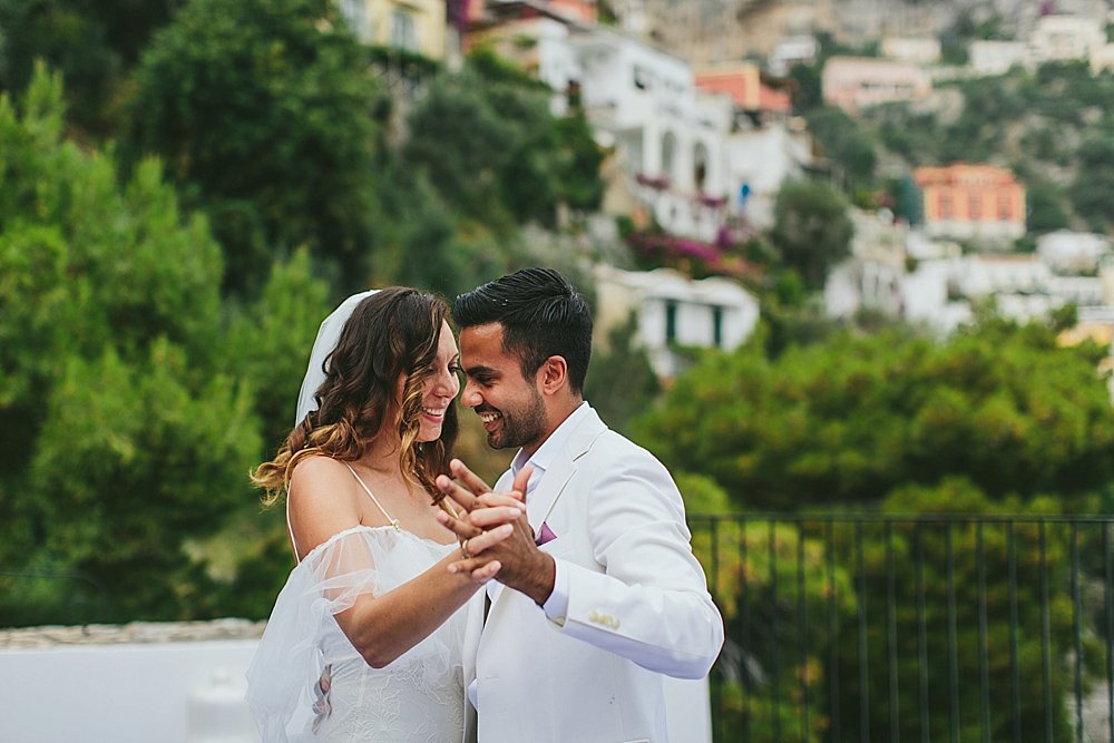 Positano wedding smiling during first dance