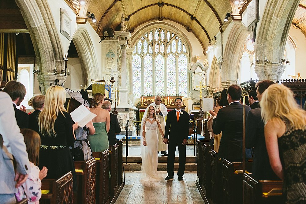 Bristol wedding bride and groom walking down the aisle