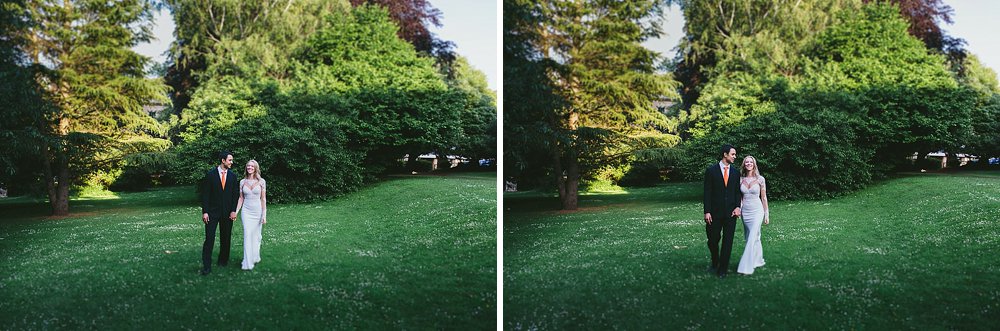 Bristol wedding bride and groom strole in the park