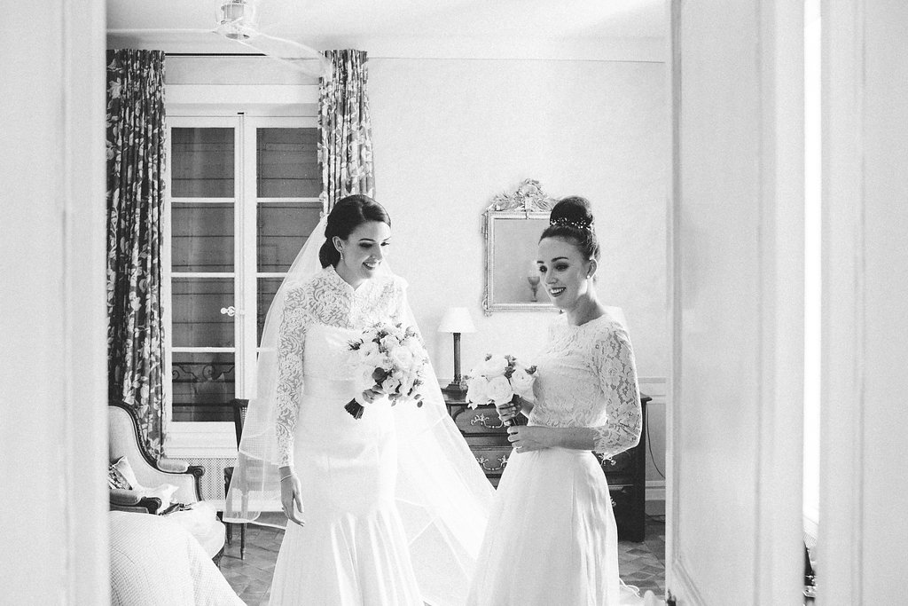 Provence wedding bridesmaid and bride