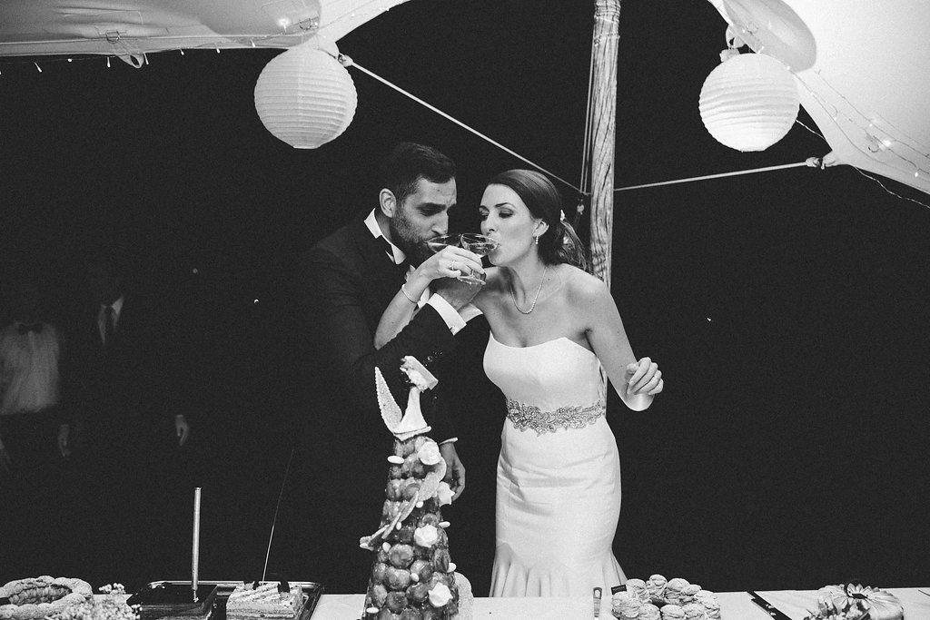 Provence wedding champagne toast