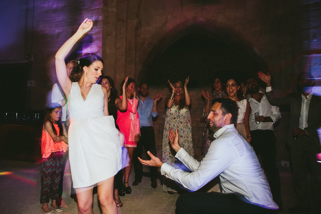 Provence French Wedding bride dancing with groom