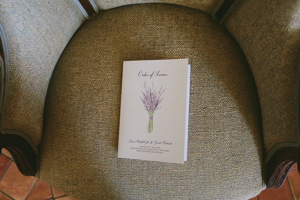 Provence wedding ceremony booklet 