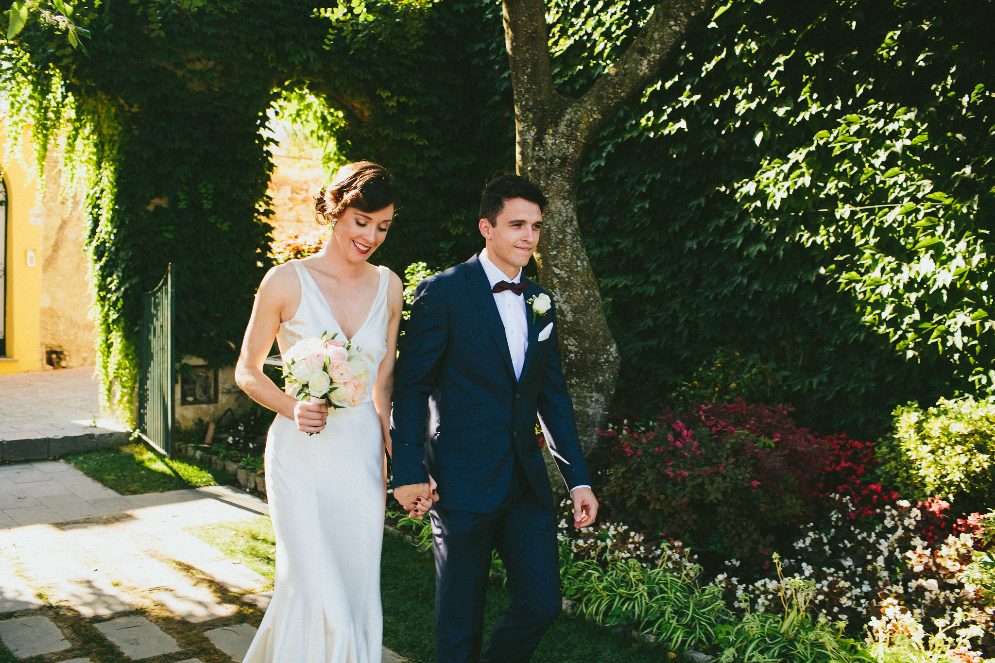Italian weddings bride and groom walking down the aisle