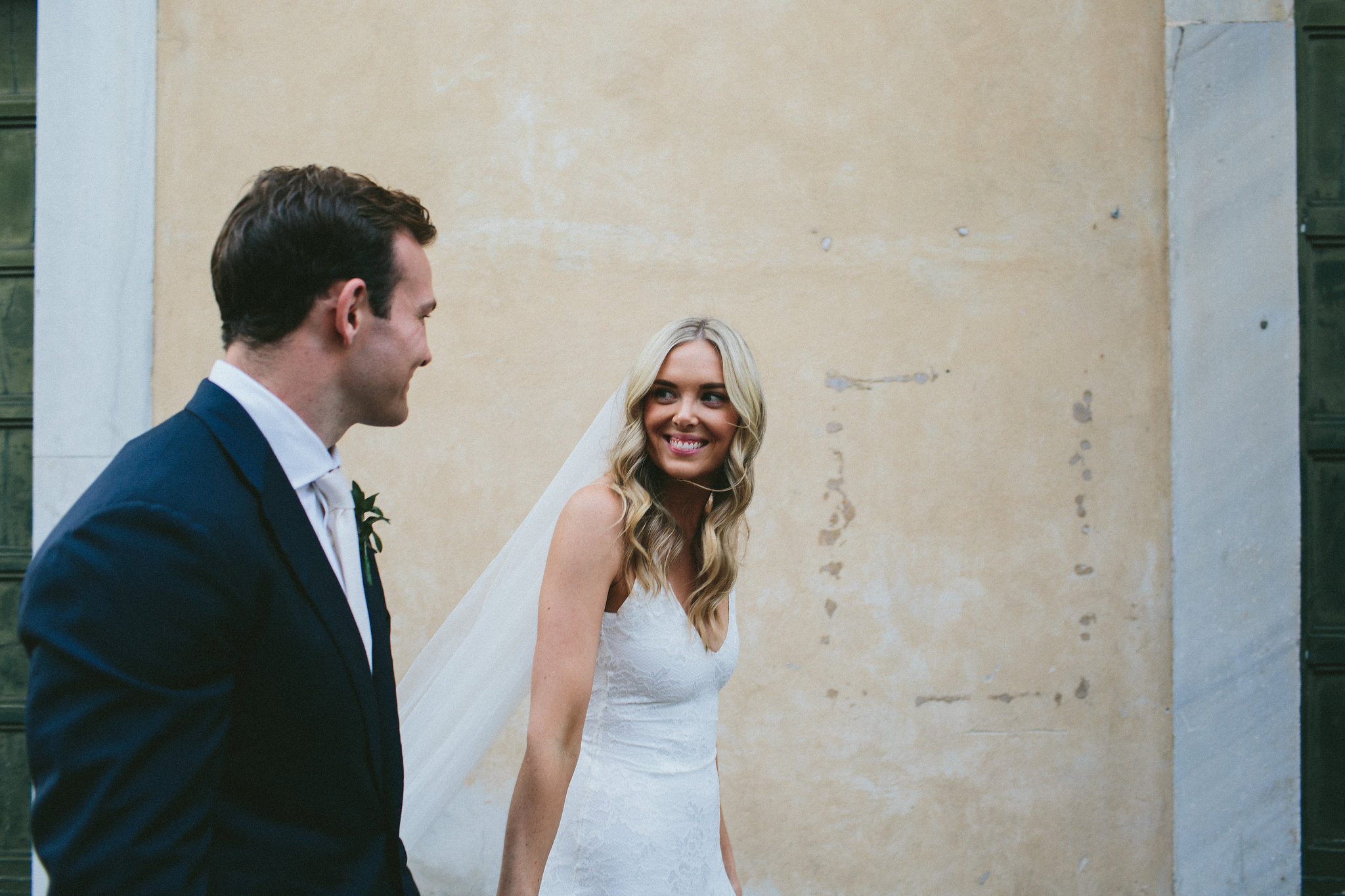 Bride looking at her groom