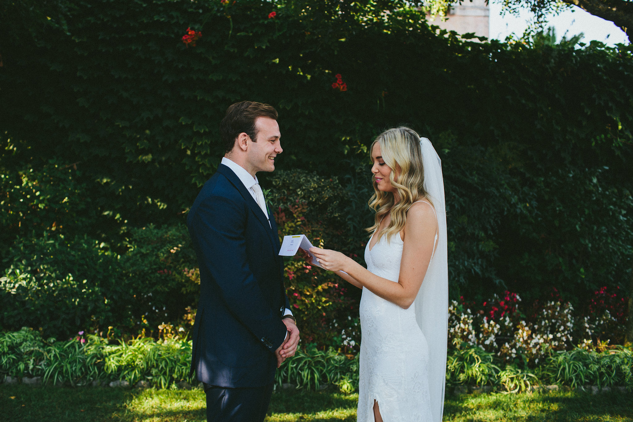Brides vows Ravello Garden wedding
