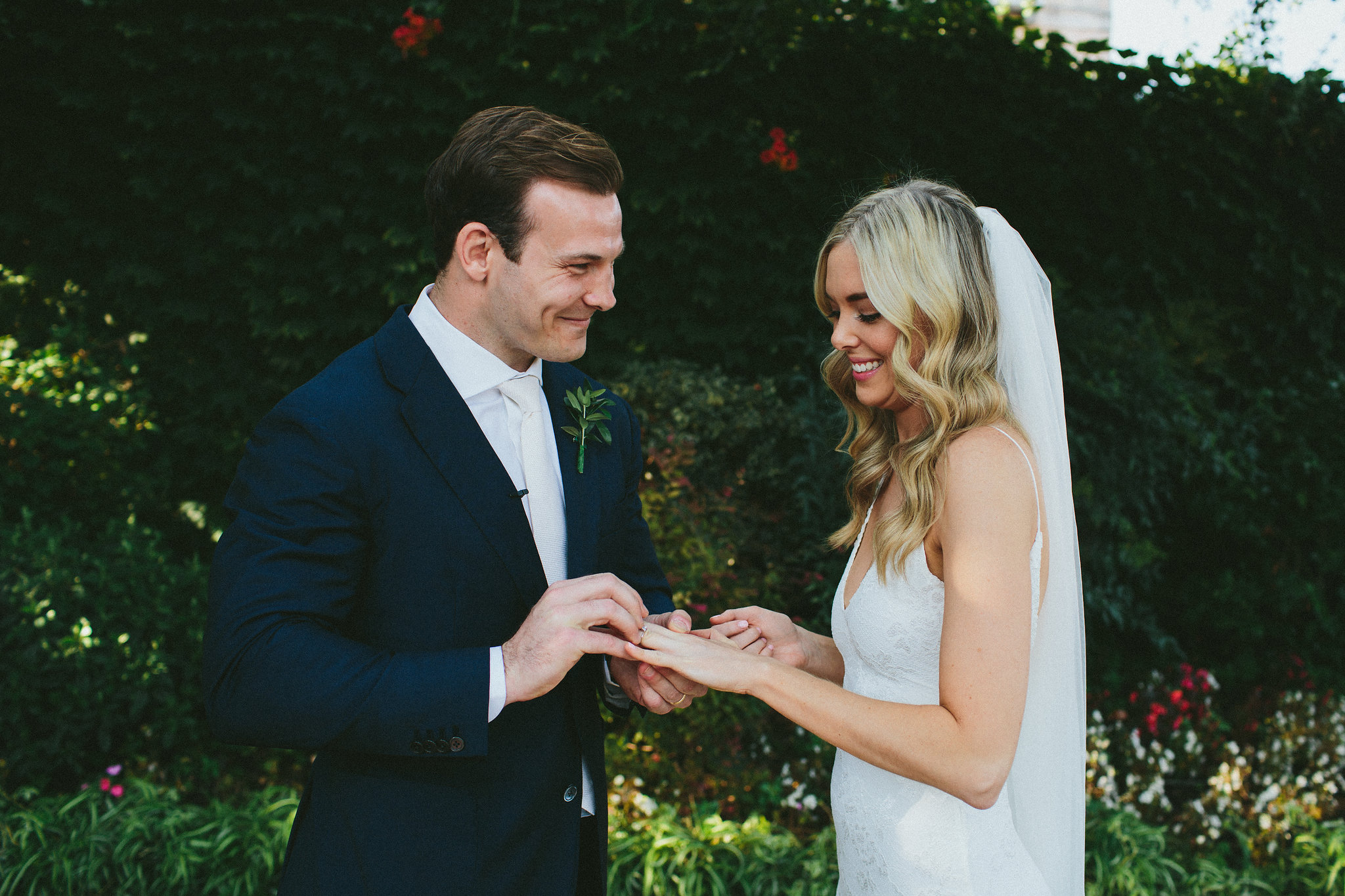 exchange of rings Ravello garden destination wedding