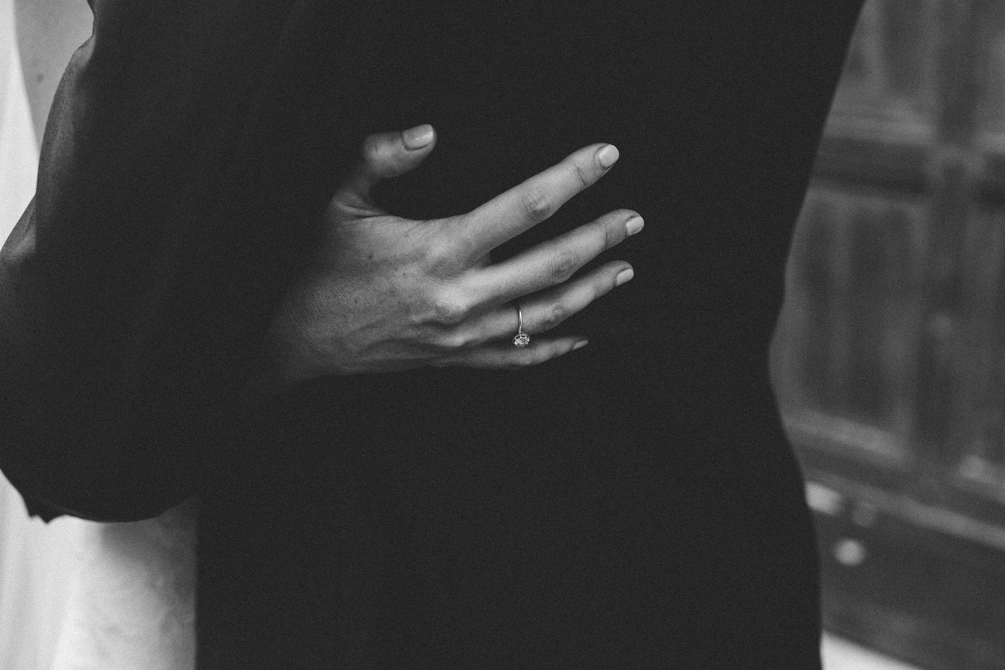 Portrait session brides engagement ring