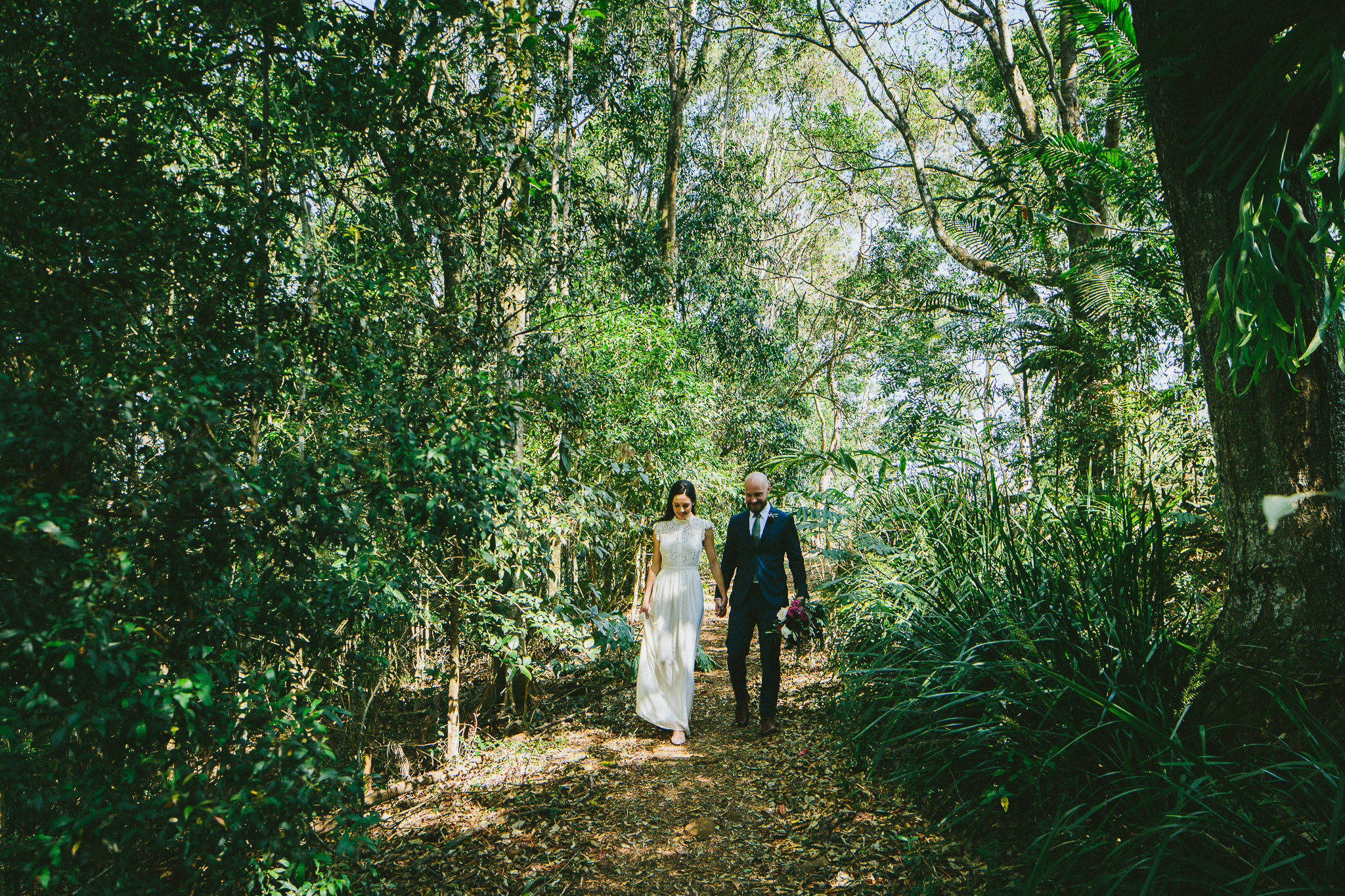 Sunshine Coast Australia Wedding walk in the woods