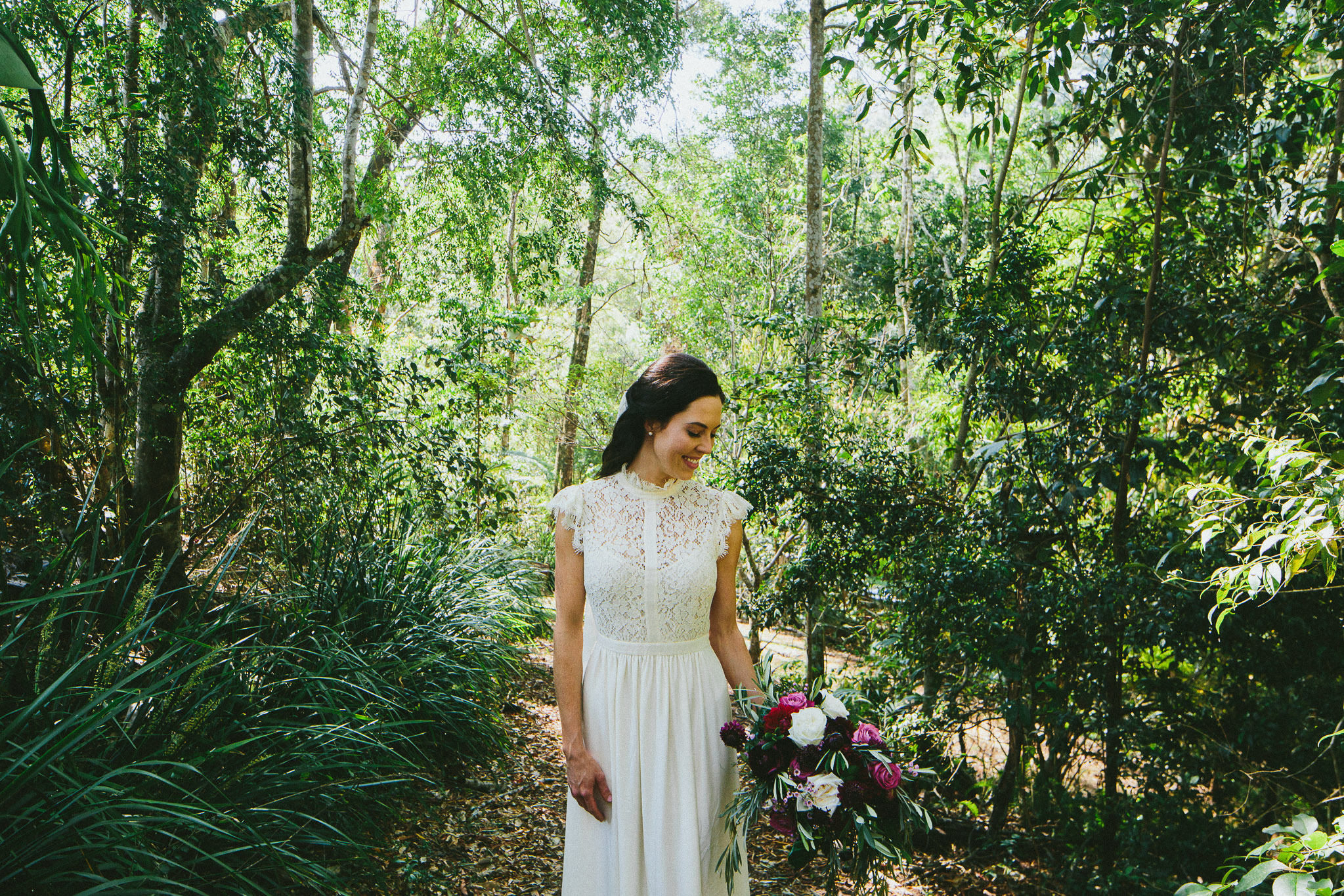 Sunshine Coast Australia Wedding bride in the woods