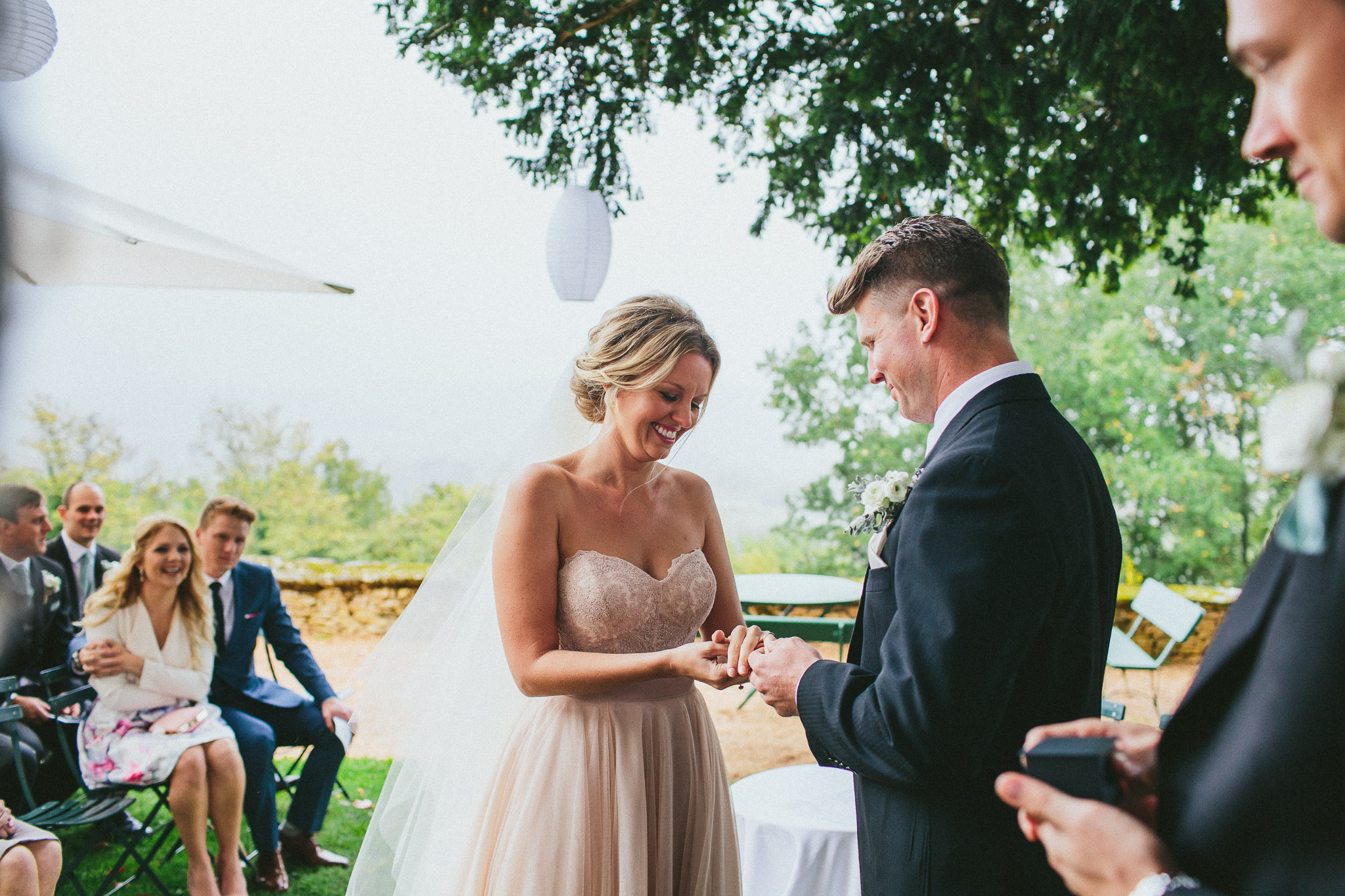 A french destination wedding ceremony exchange of rings