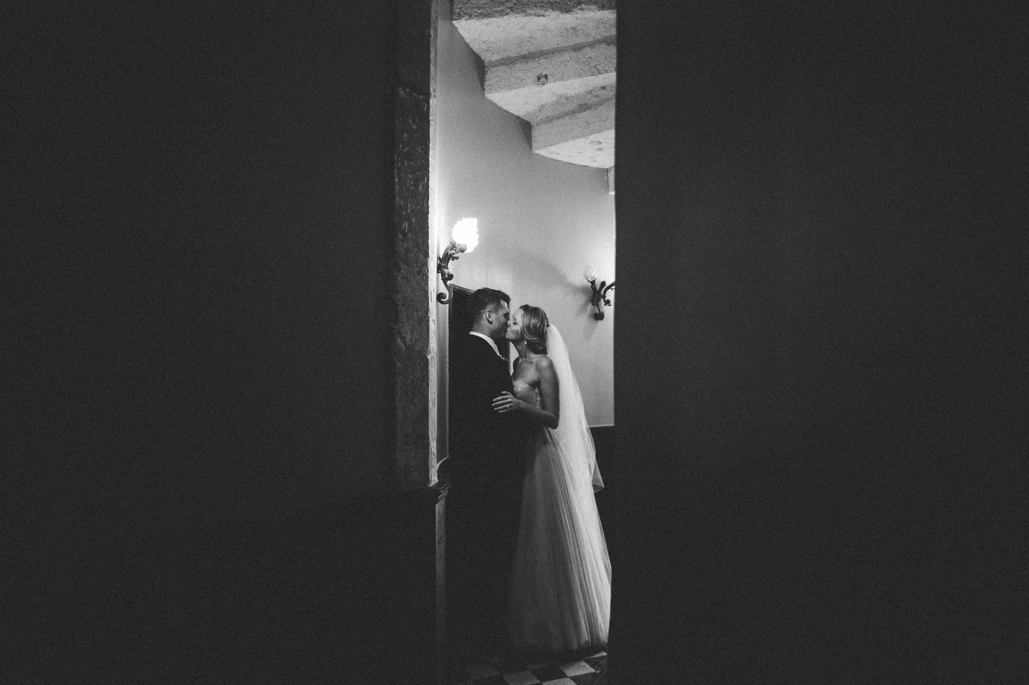 A Year's Journey Through Photography Bride and groom kissing in France