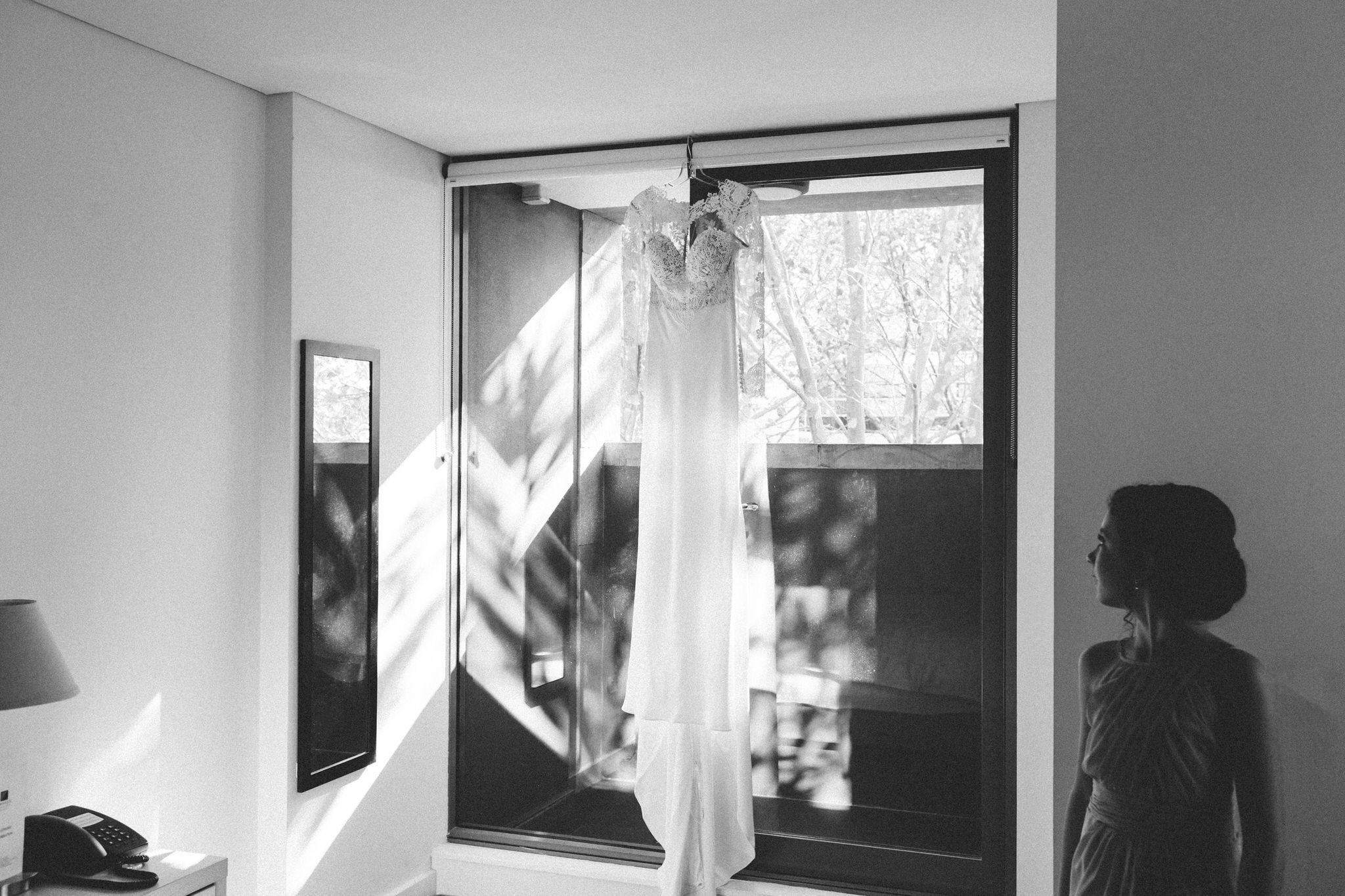 Flower girl and brides wedding dress