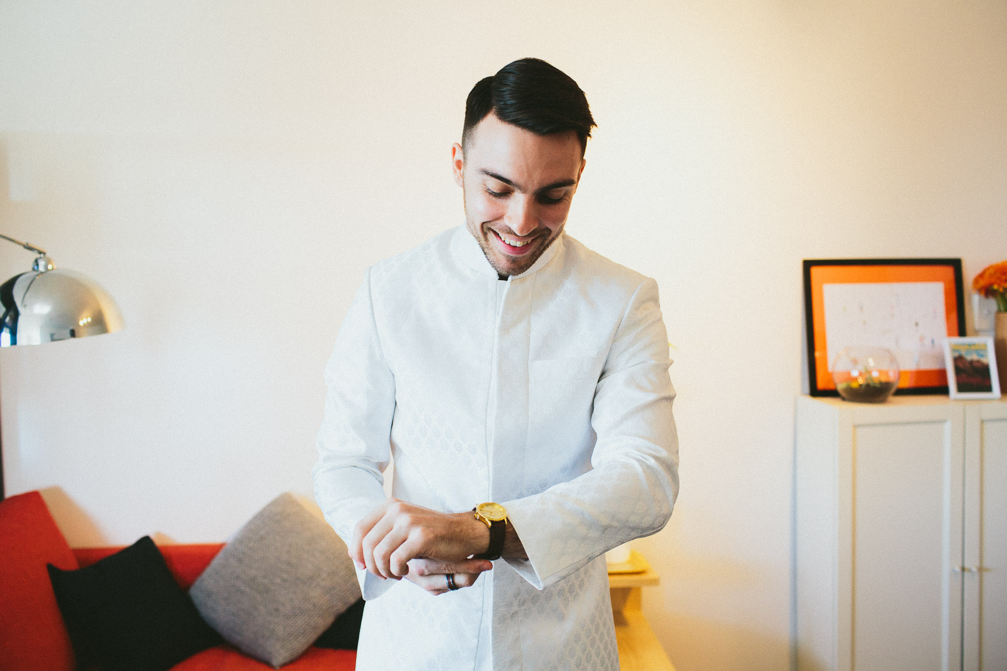 Indian wedding groom getting ready
