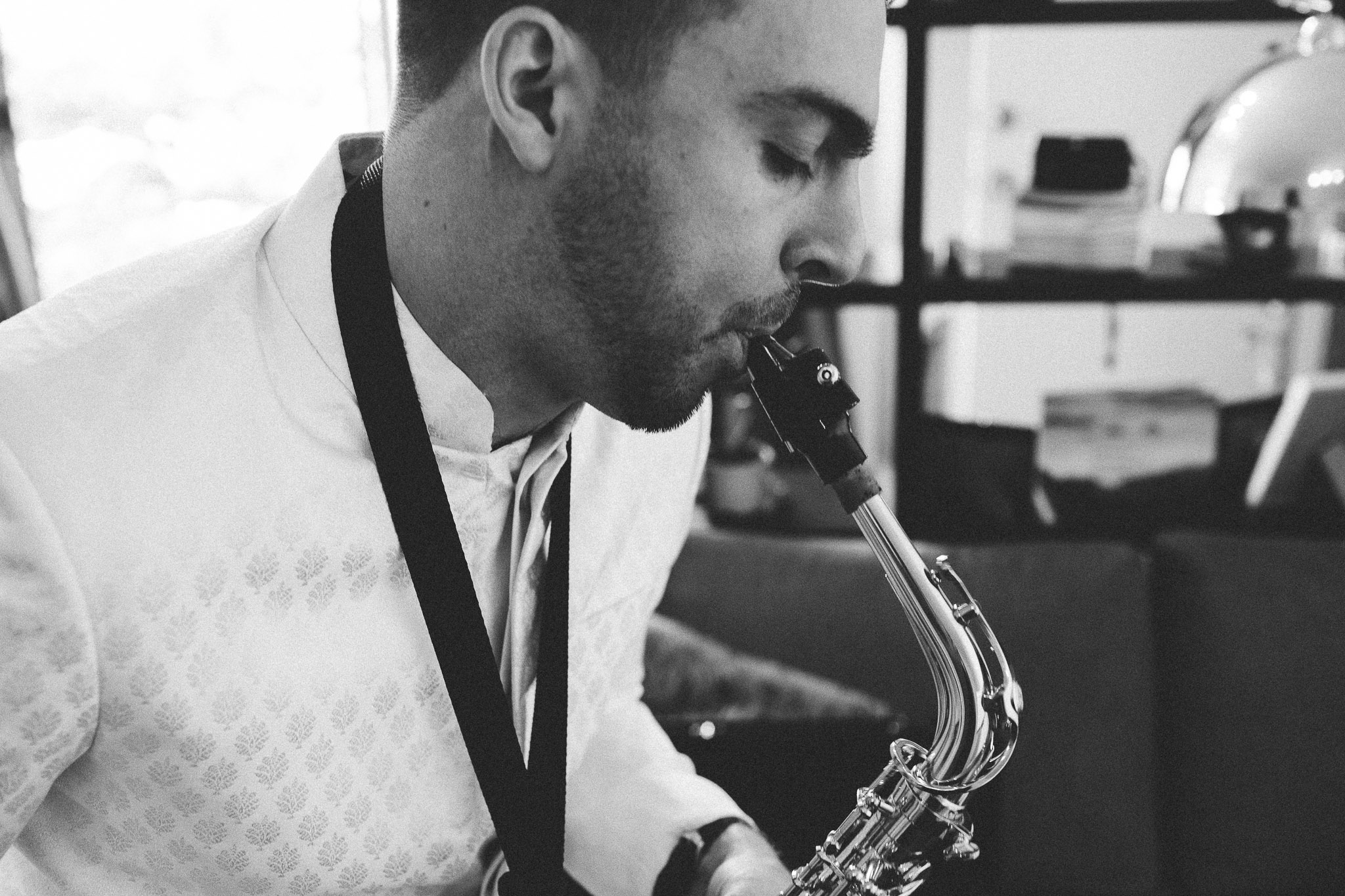 saxophone player Indian wedding