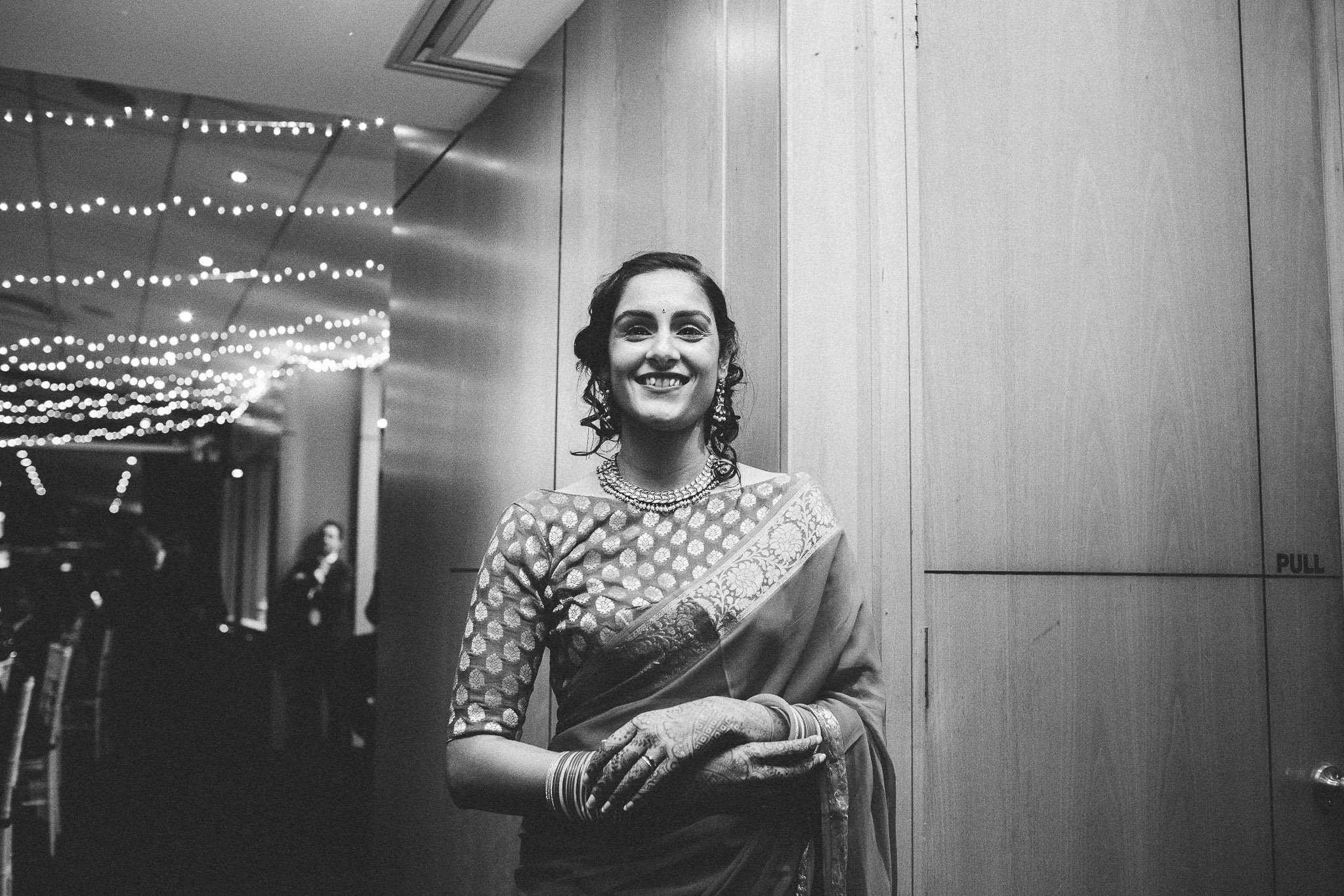 Bride happy et her wedding reception Indian wedding