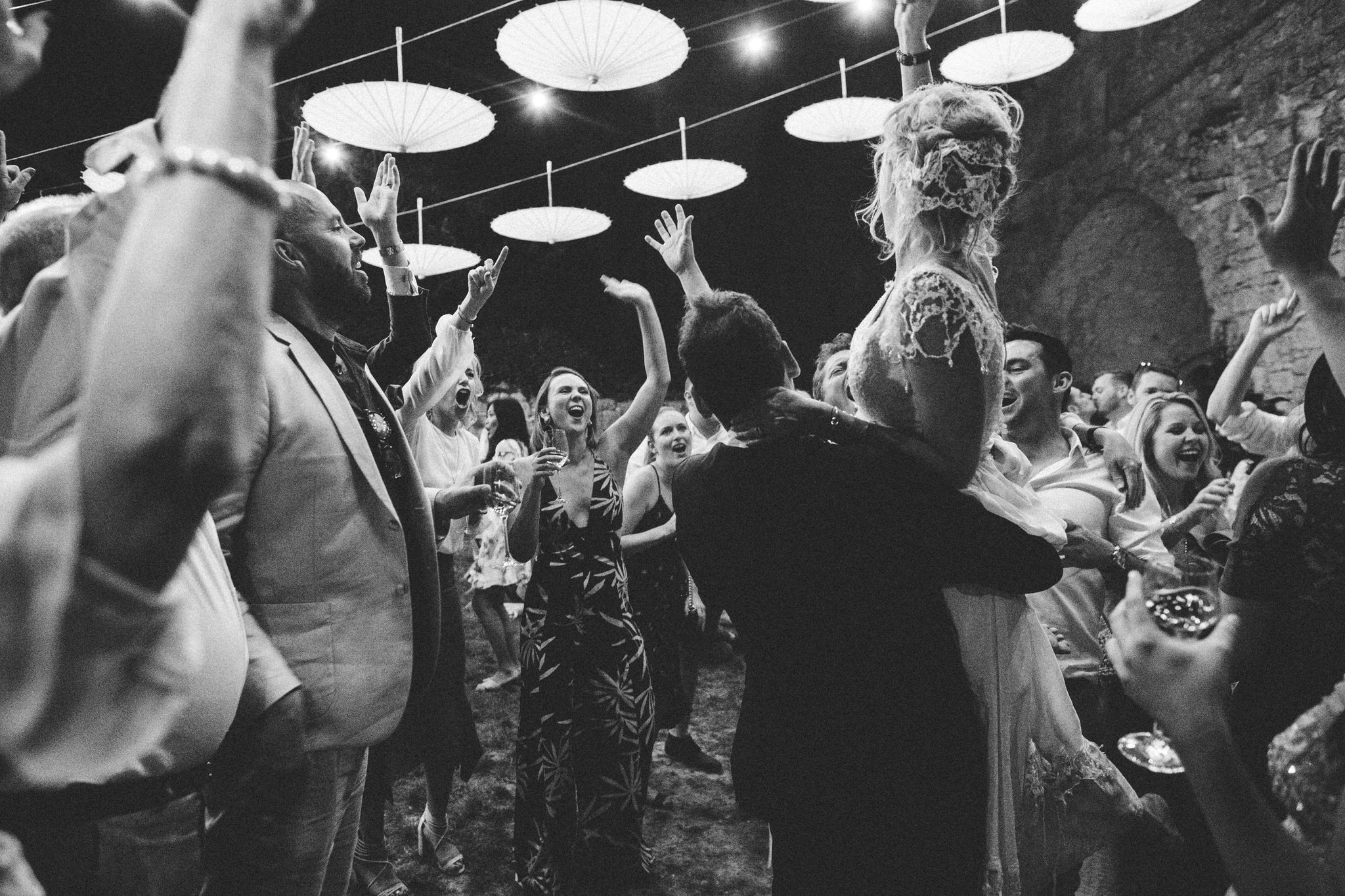 bride and groom party time french wedding