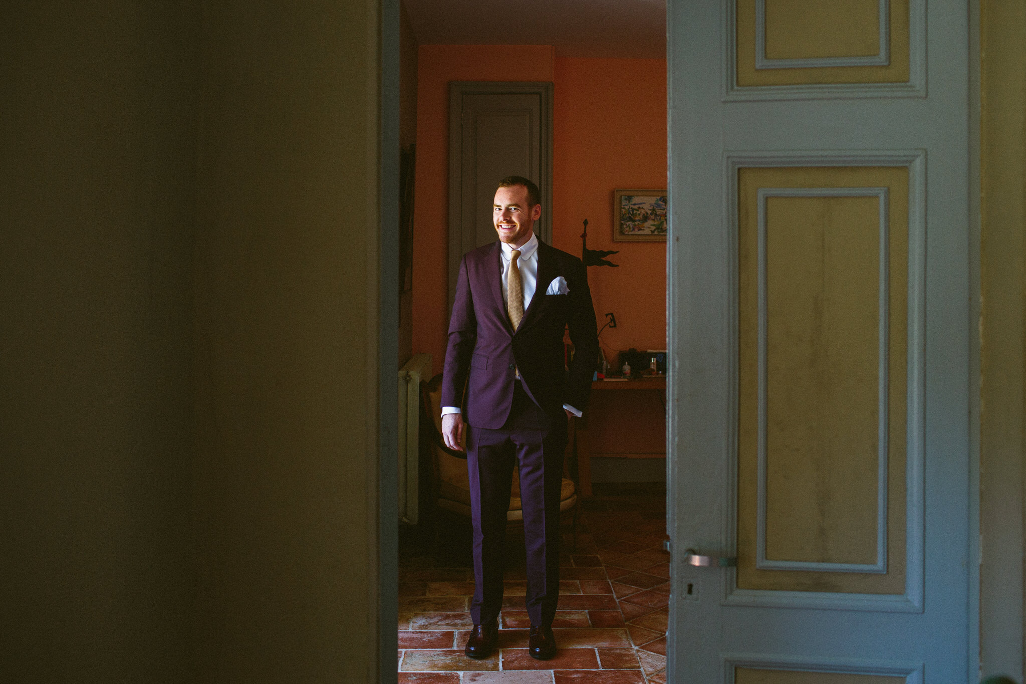 groom french wedding suit on