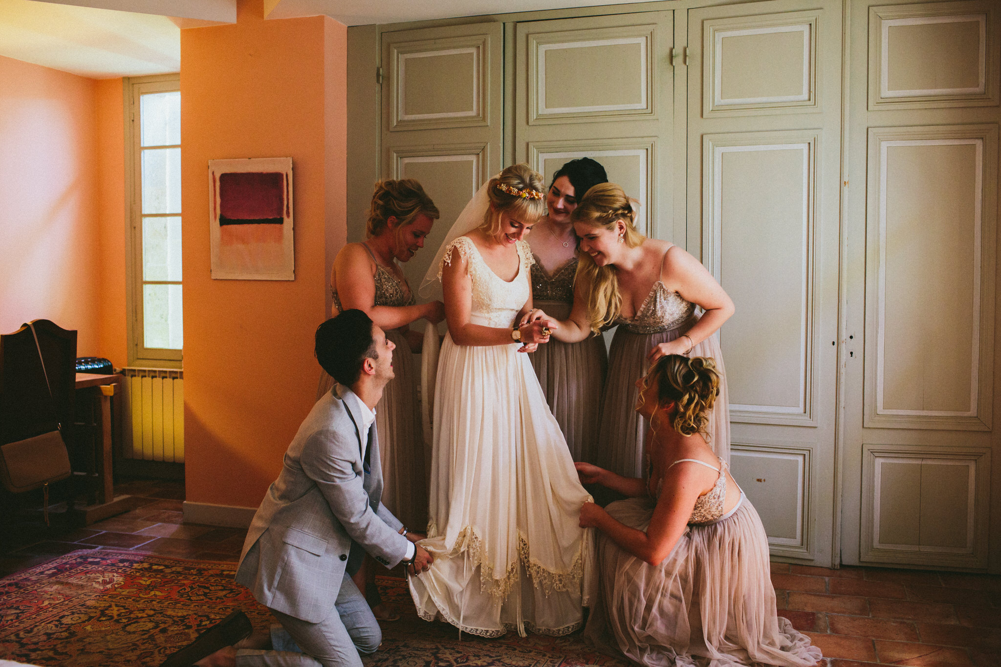 brides and bridesmaids french wedding