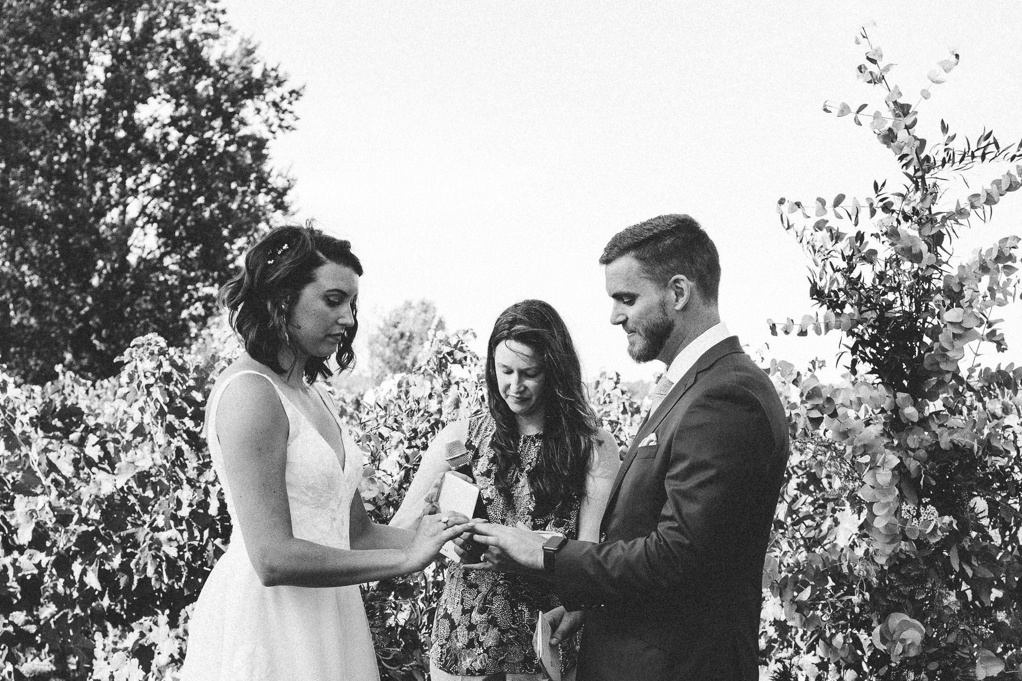 American destination wedding in France exchange of the rings