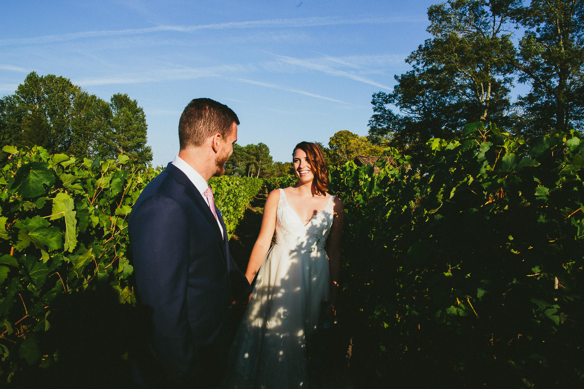 American destination wedding in France vines photoshoot