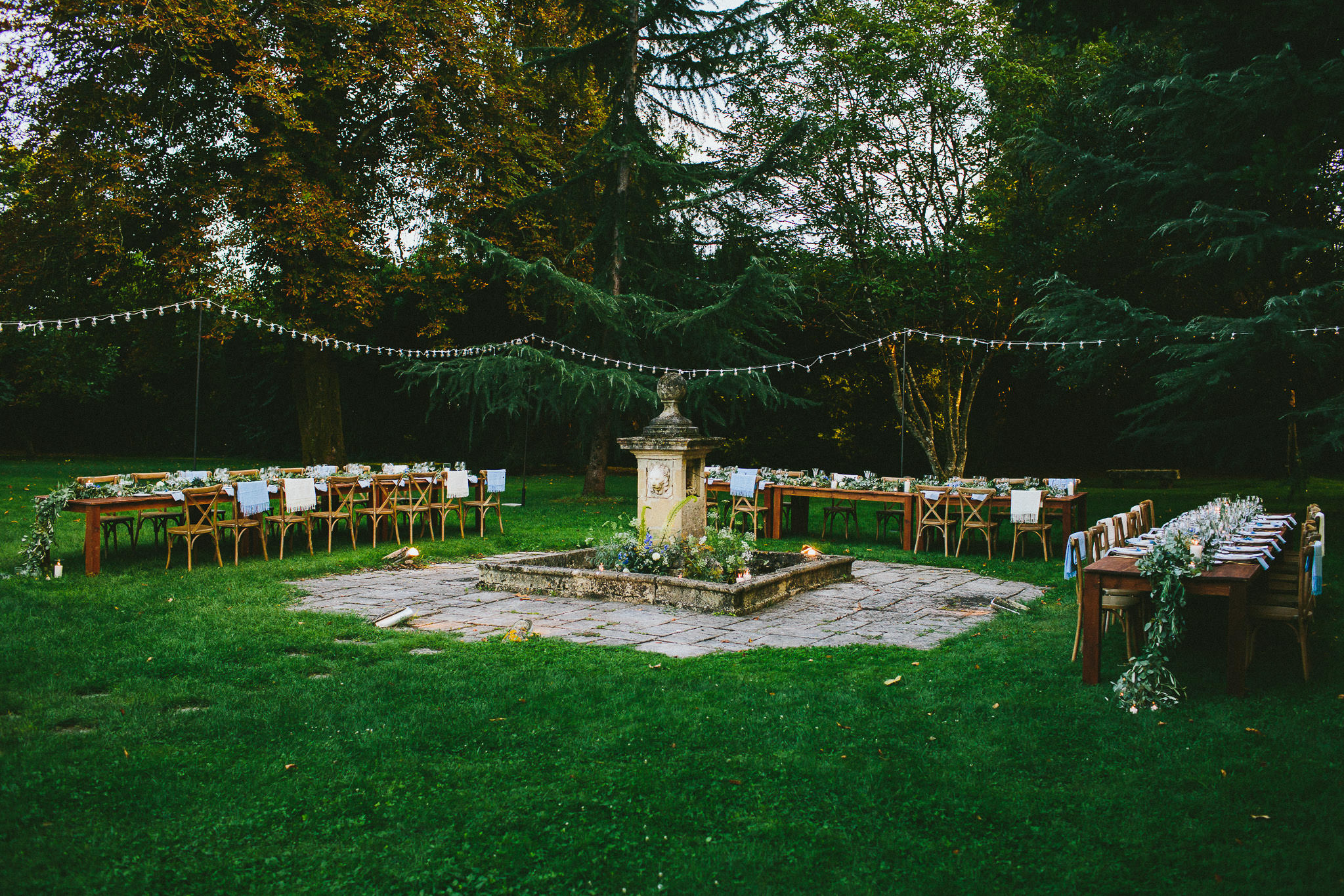 American destination wedding in France table setup