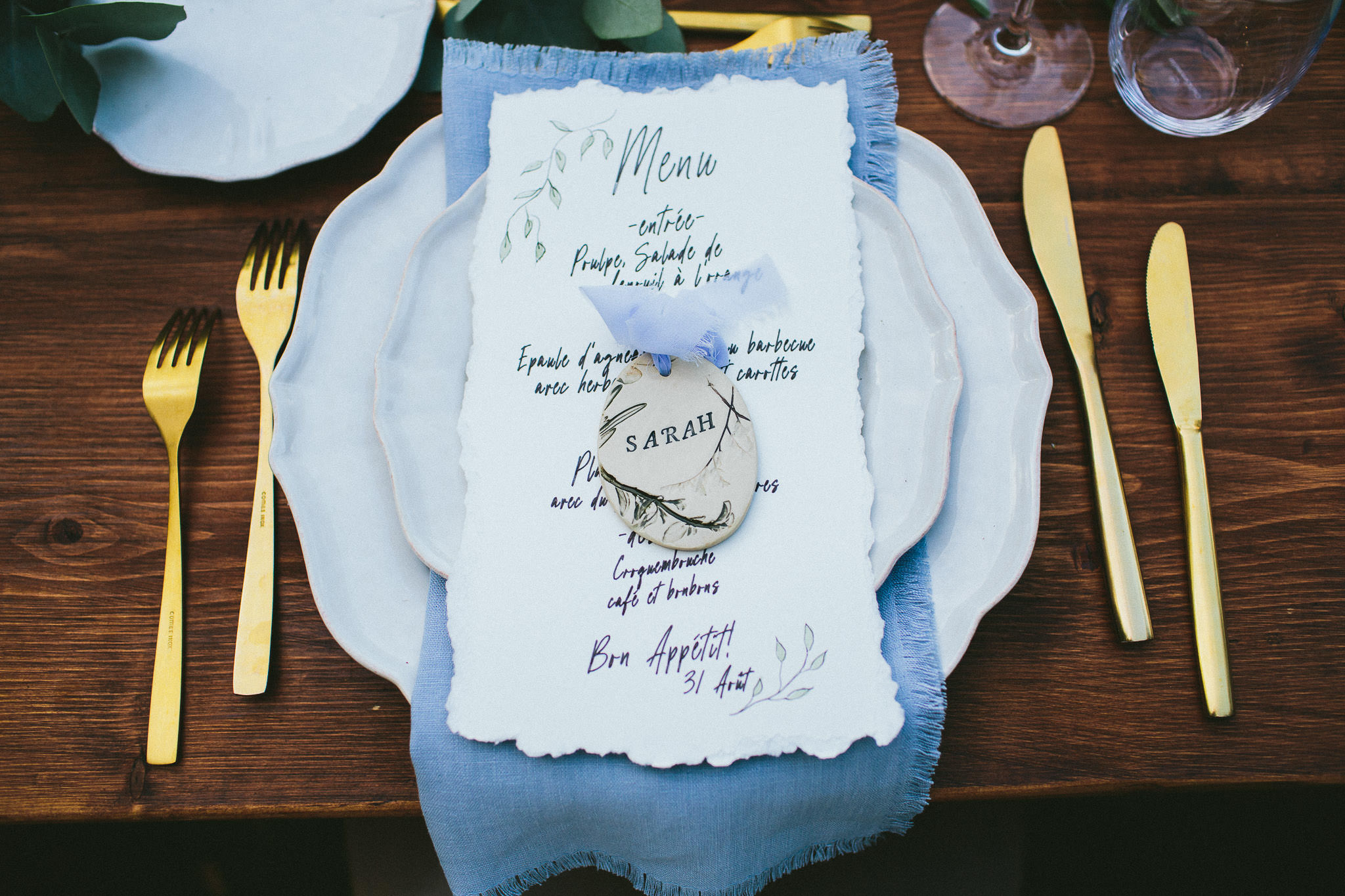 American destination wedding in France wedding table setup