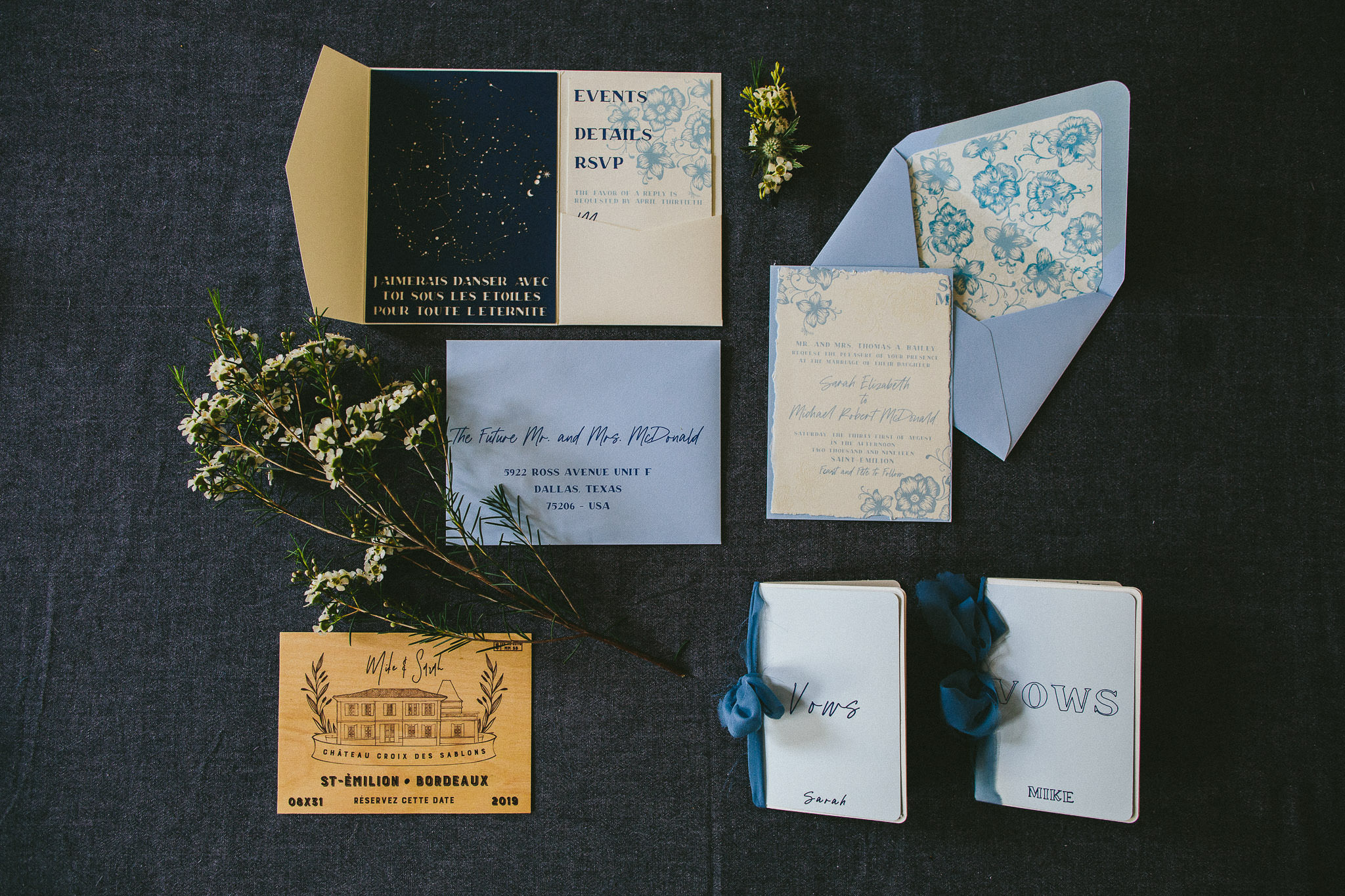 American destination wedding in France wedding invitations and vows