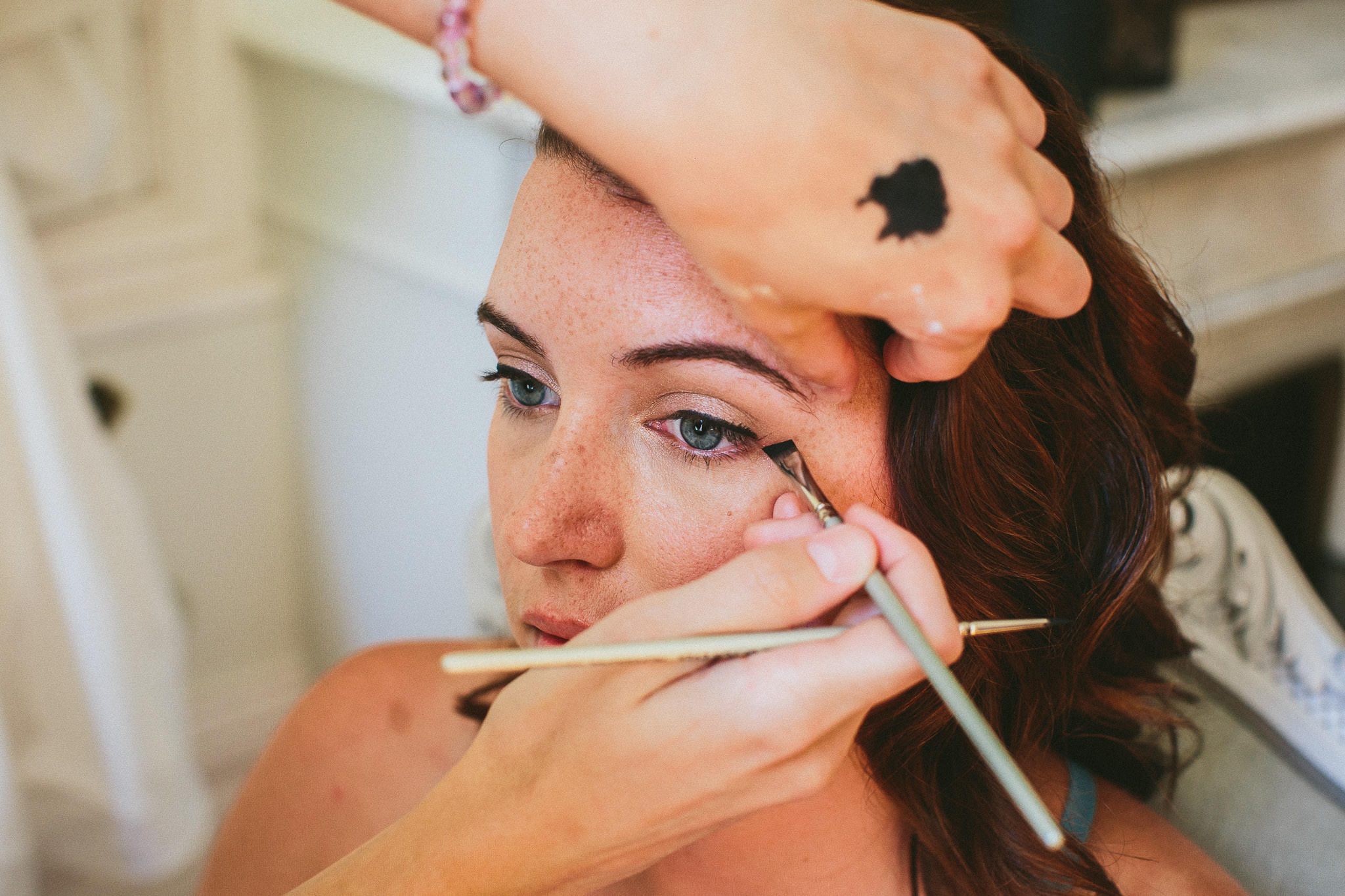 American destination wedding in France makeup