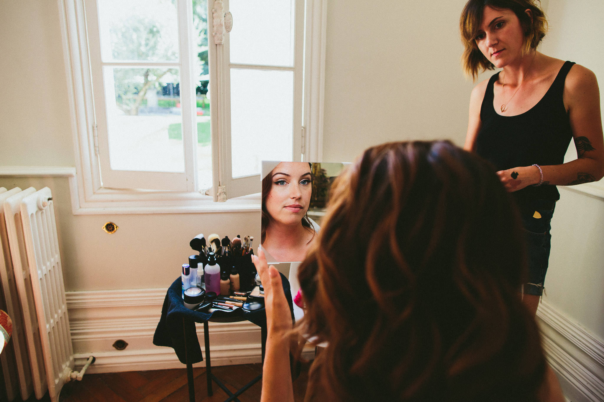 American destination wedding in France hair and makeup